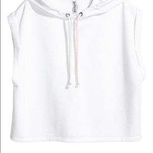 White sleeveless hoodie
